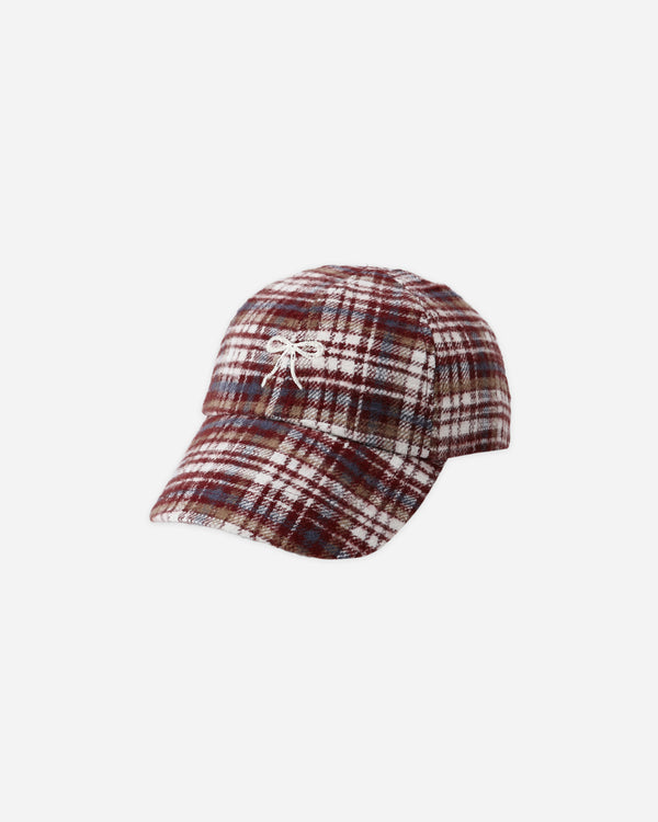 rylee cru Baseball Hat Burgundy Plaid