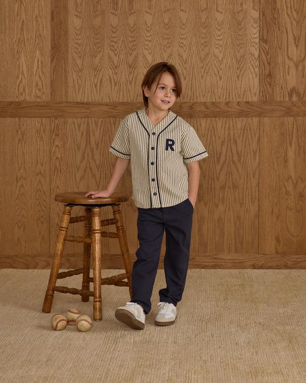 Rylee Cru Baseball Shirt Navy Pinstripe