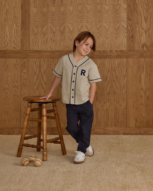 Rylee Cru Baseball Shirt Navy Pinstripe