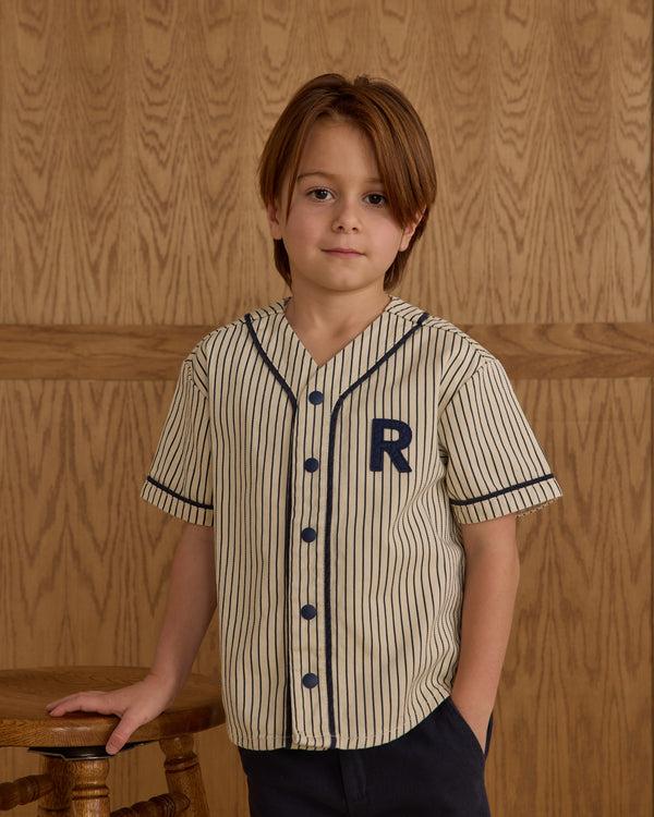 Rylee Cru Baseball Shirt Navy Pinstripe