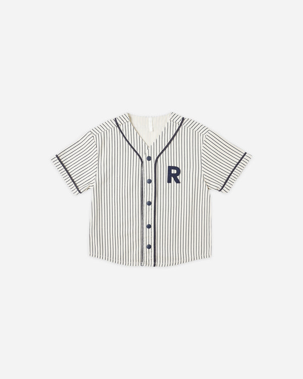 rylee cru Baseball Shirt Navy Pinstripe