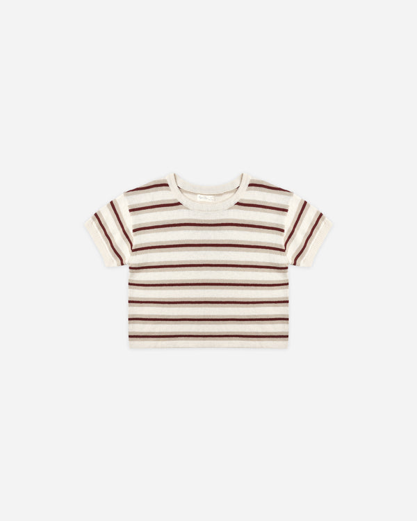 rylee cru Boxy Crop Knit Tee Autumn Stripe
