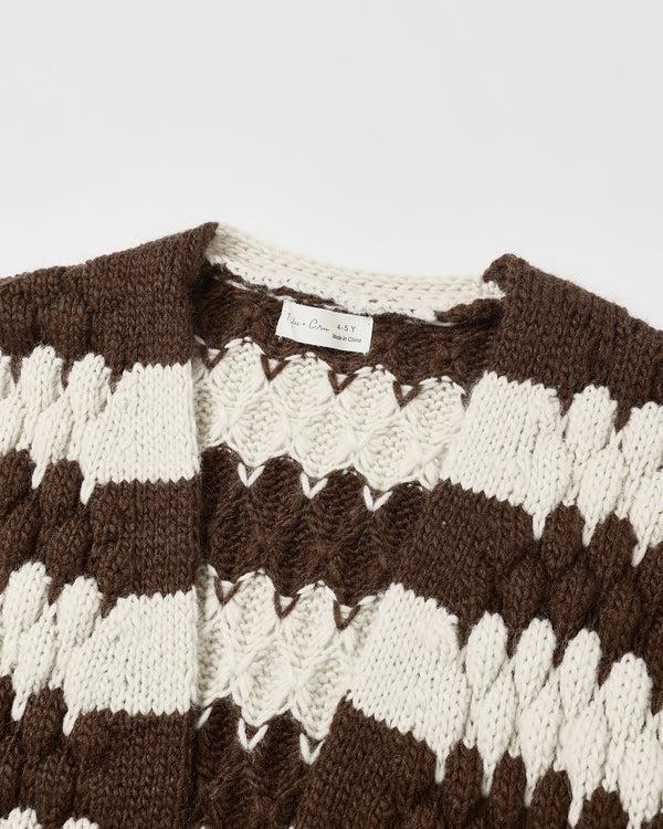 Rylee Cru Bubble Knit Cardigan Brown Stripe