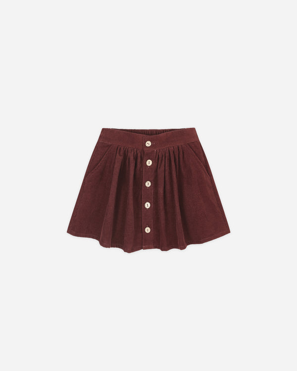 rylee cru Button Front Mini Skirt Burgundy