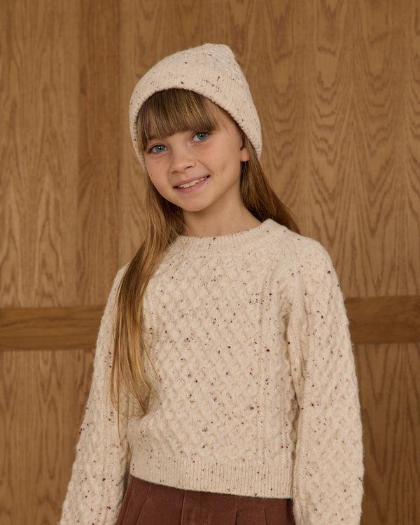 Rylee Cru Cable Knit Sweater Natural Speckled