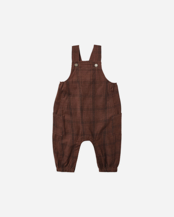 rylee cru Cargo Baby Overall Brown Plaid