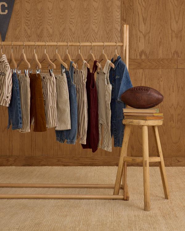 Rylee Cru Cargo Baby Overall Navy Pinstripe