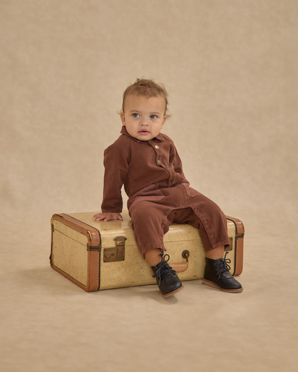 Rylee Cru Collared Baby Jumpsuit Brown