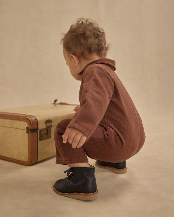 Rylee Cru Collared Baby Jumpsuit Brown