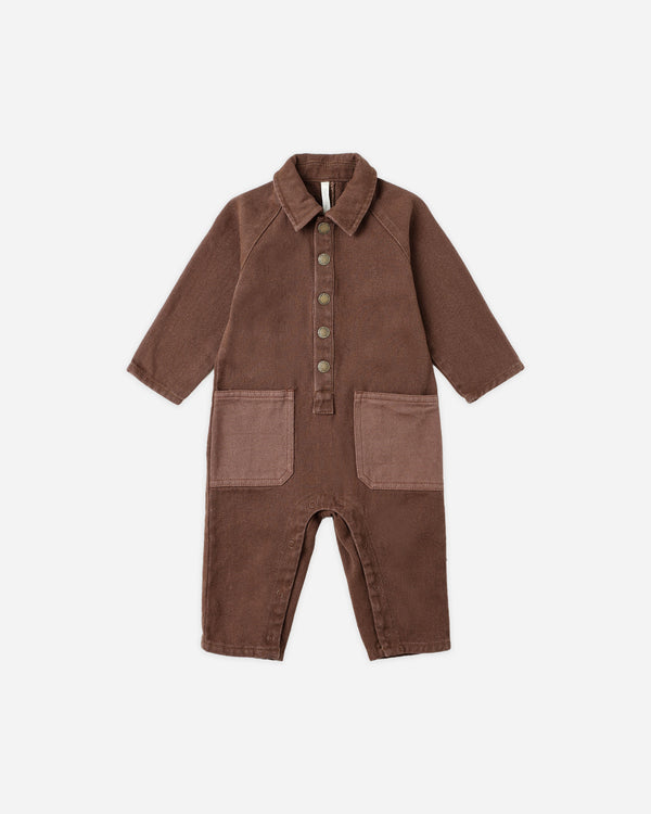rylee cru Collared Baby Jumpsuit Brown