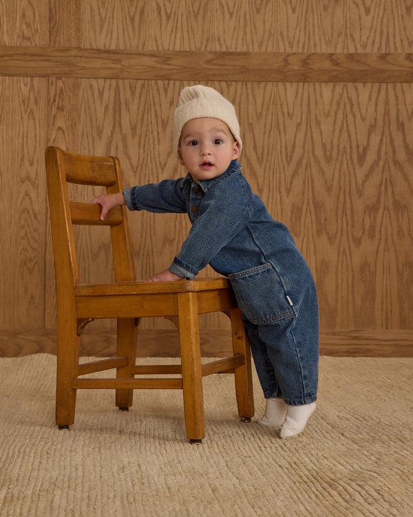 Rylee Cru Collared Baby Jumpsuit Indigo Denim