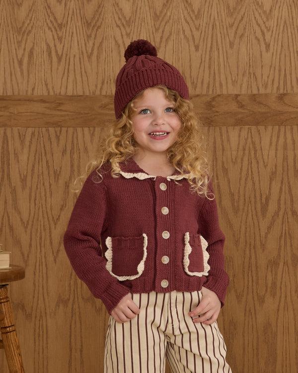 Rylee Cru Collared Cardigan Burgundy