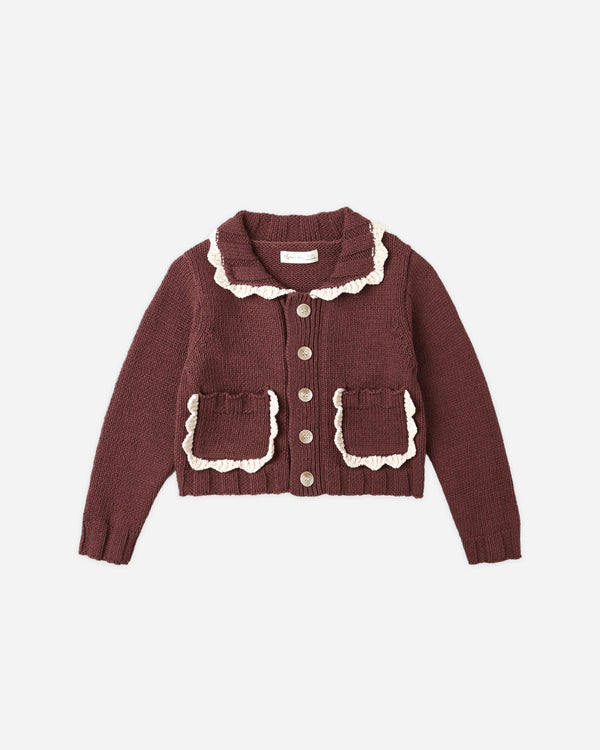 rylee cru Collared Cardigan Burgundy