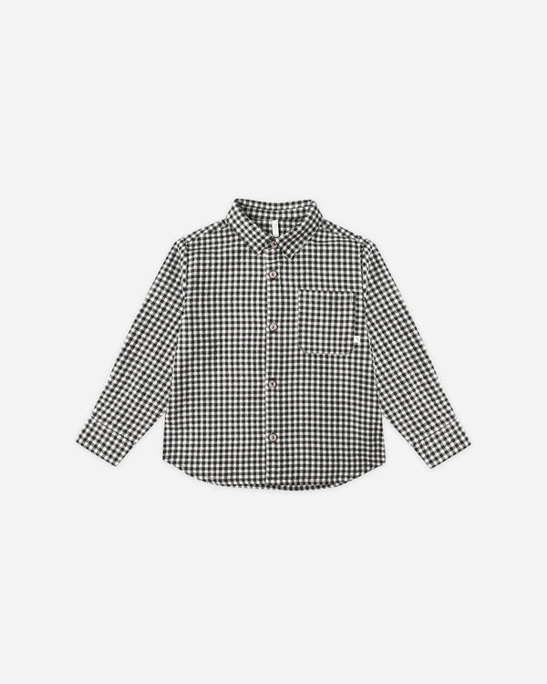 rylee cru Collared Long Sleeve Shirt Black Gingham