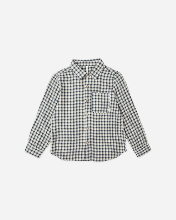 rylee cru Collared Long Sleeve Shirt Navy Check
