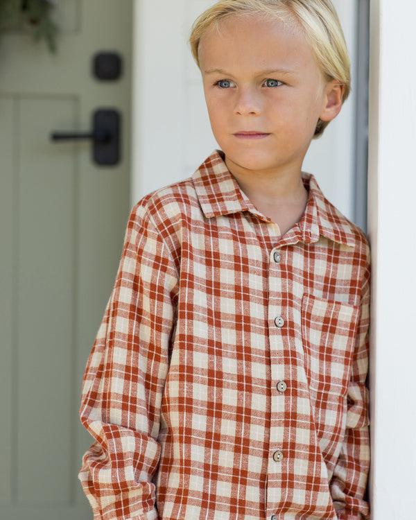 Rylee Cru Collared Long Sleeve Shirt Red Plaid