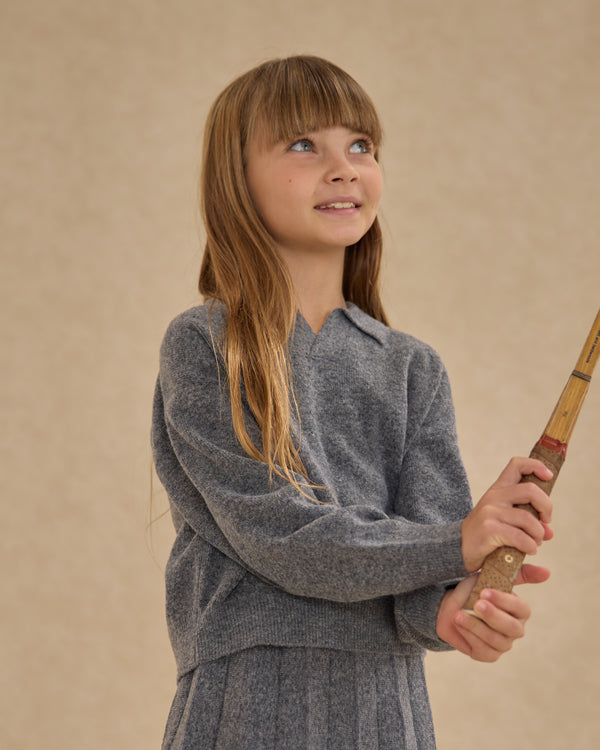 Rylee Cru Collared Sweater Heathered Grey