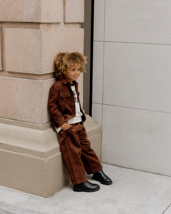 Rylee Cru Corduroy Baggy Pant Brown Plaid