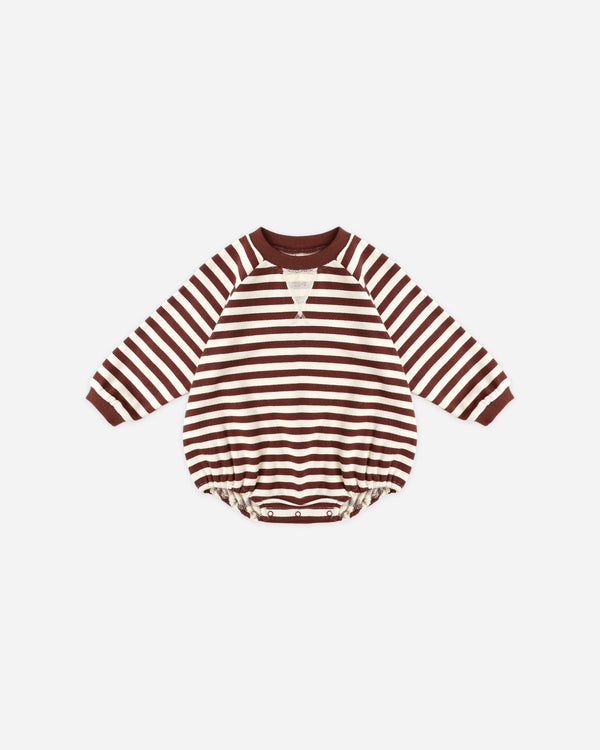 rylee cru Crewneck Romper Burgundy Stripe
