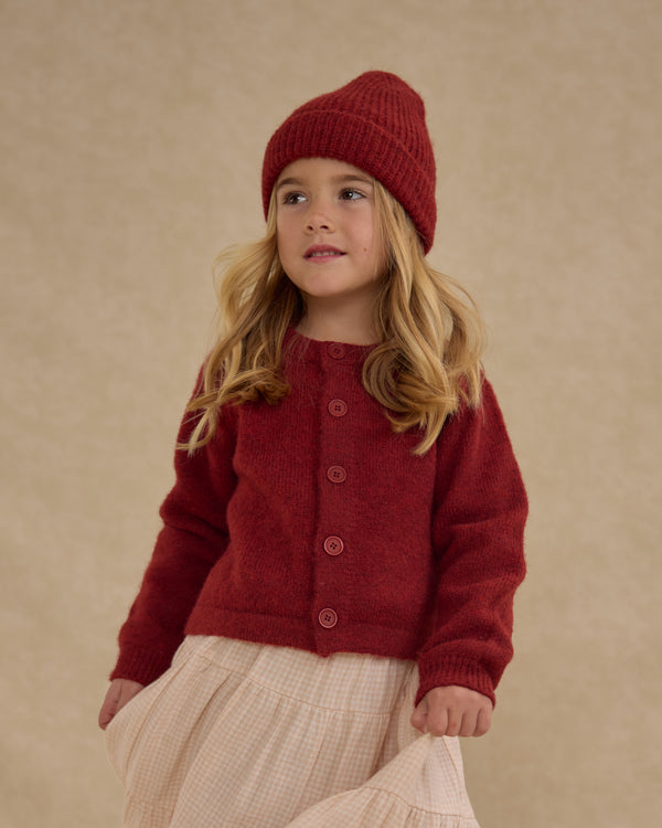 Rylee Cru Fuzzy Cardigan Ruby