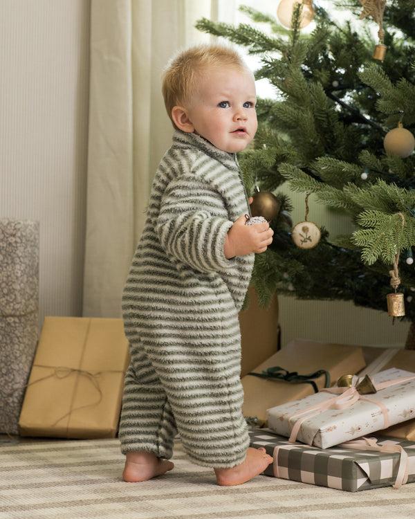 Rylee Cru Fuzzy Winter Jumpsuit Evergreen Stripe
