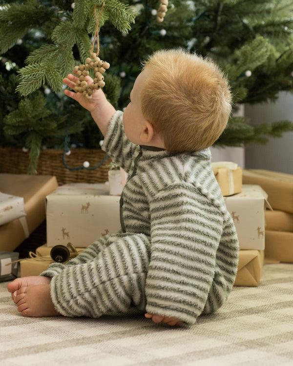 Rylee Cru Fuzzy Winter Jumpsuit Evergreen Stripe