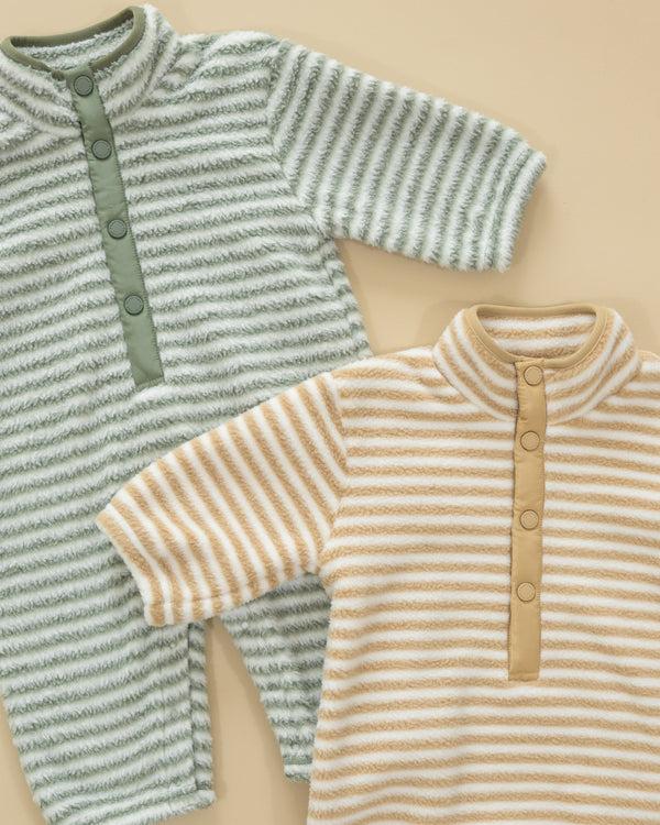 Rylee Cru Fuzzy Winter Jumpsuit Toffee Stripe