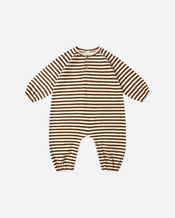rylee cru Henley Jumpsuit Brown Stripe