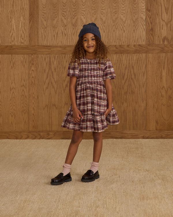 Rylee Cru India Dress Burgundy Plaid