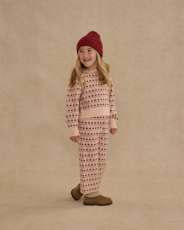 Rylee Cru Jacquard Knit Set Ruby Hearts