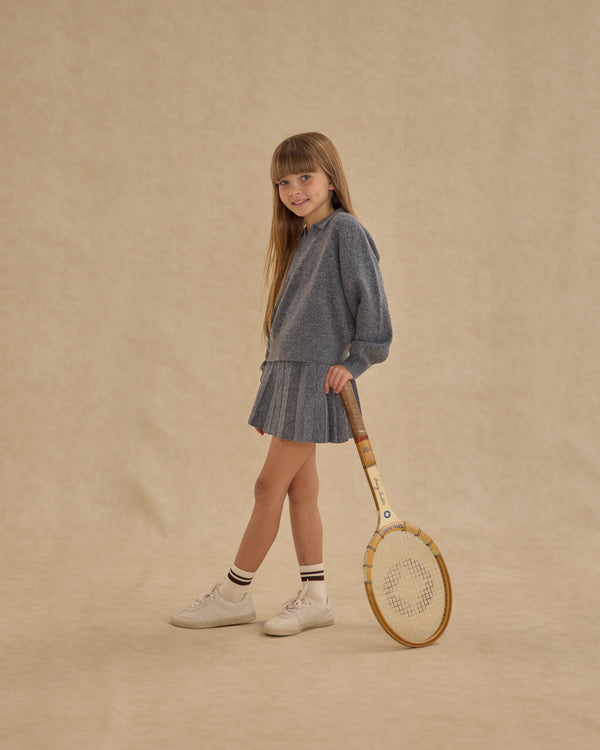 Rylee Cru Knit Pleated Skirt Heathered Grey