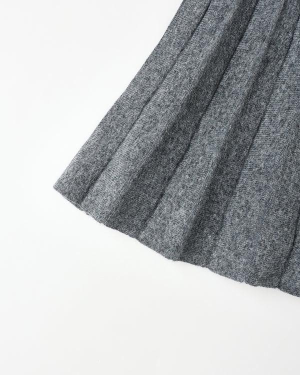 Rylee Cru Knit Pleated Skirt Heathered Grey