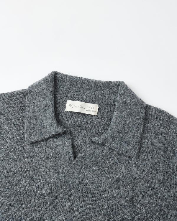 Rylee Cru Knit Polo Heathered Grey