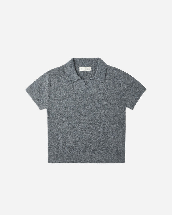 rylee cru Knit Polo Heathered Grey