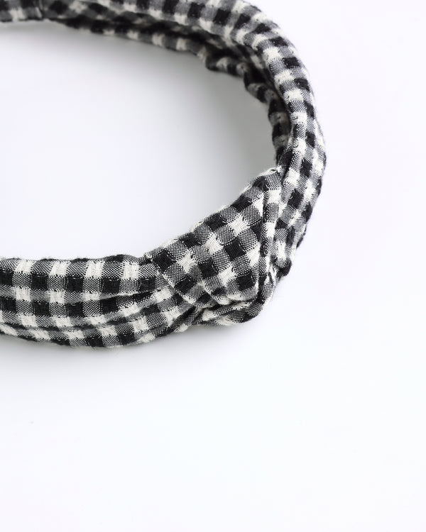 Rylee Cru Knotted Headband Black Gingham