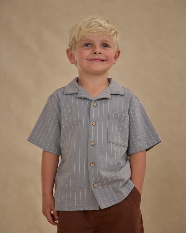 Rylee Cru Lapel Collar Shirt Blue Stripe