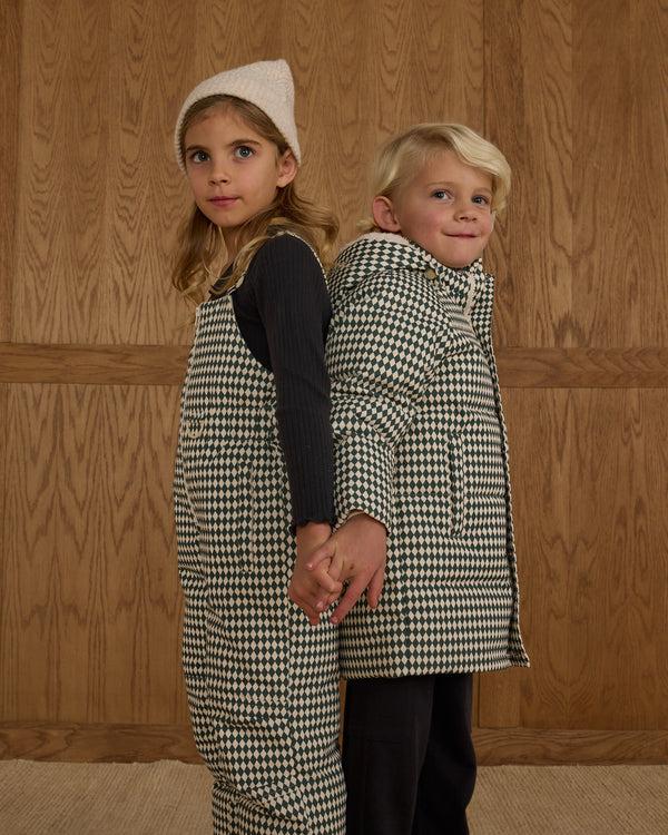 Rylee Cru Long Down Puffer Jacket Green Diamond