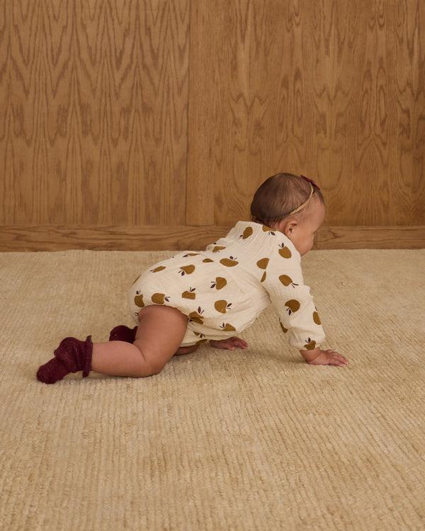 Rylee Cru Long Sleeve Bubble Romper Golden Apples