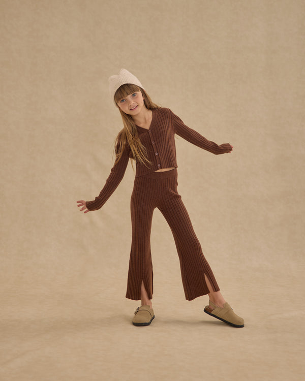 Rylee Cru Long Sleeve Knit Button Top Brown