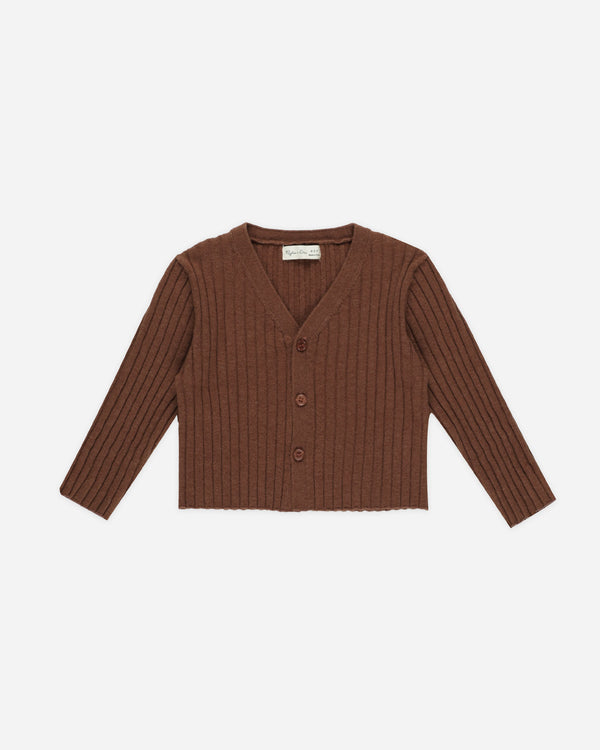rylee cru Long Sleeve Knit Button Top Brown