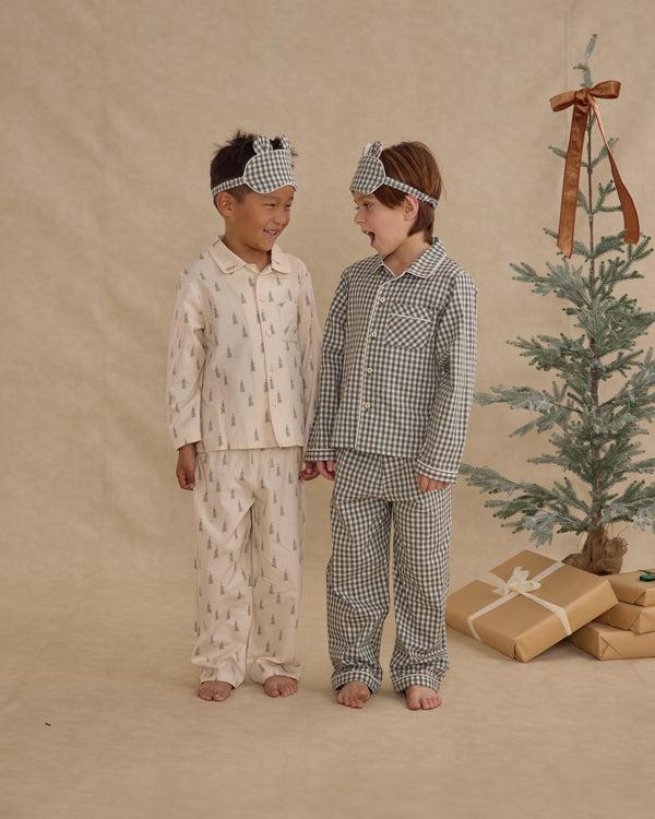 Rylee Cru Long Sleeve Pajamas Evergreen Gingham