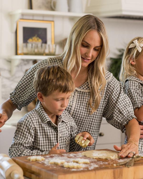 Rylee Cru Long Sleeve Pajamas Evergreen Gingham