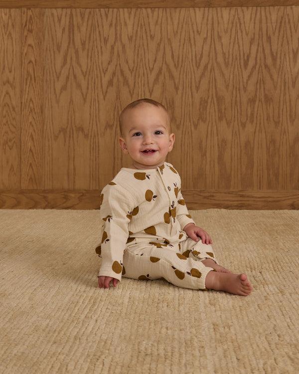 Rylee Cru Long Sleeve Woven Jumpsuit Golden Apples