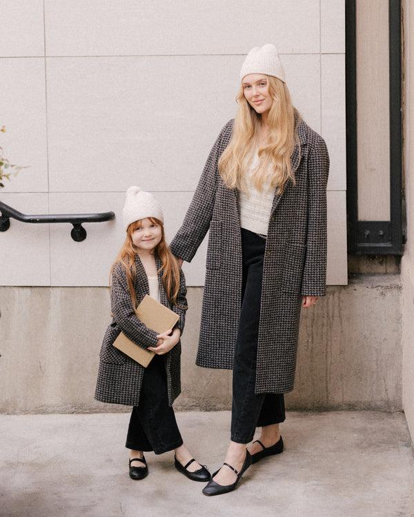 Rylee Cru Longline Coat Micro Check