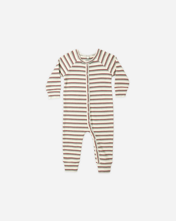 rylee cru Organic Long John Pajamas Holiday Stripe