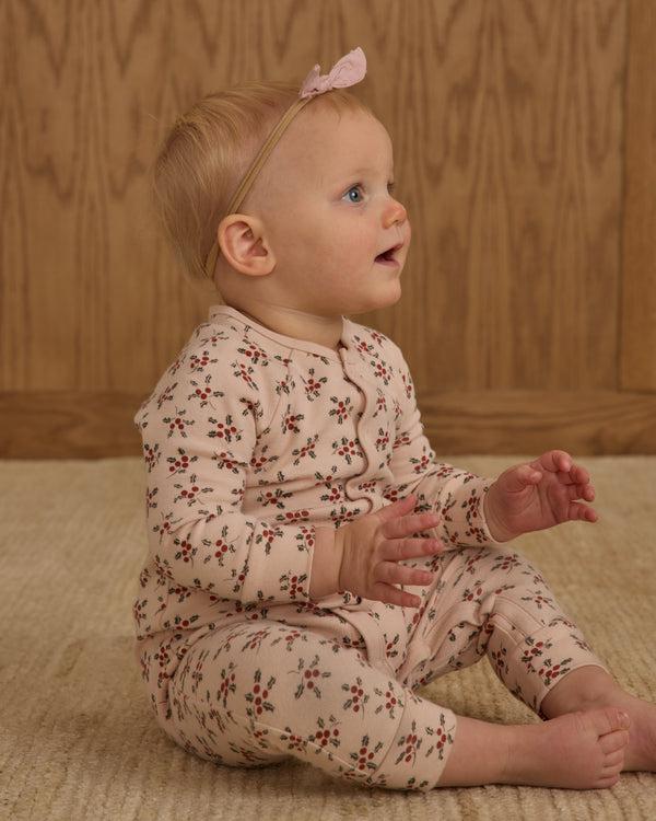 Rylee Cru Organic Long John Pajamas Holly Berry