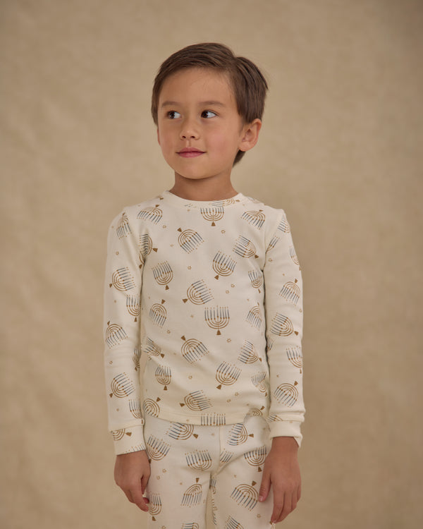 Rylee Cru Organic Long Sleeve Pajama Set Hanukkah