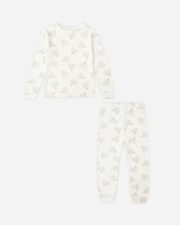 rylee cru Organic Long Sleeve Pajama Set Hanukkah