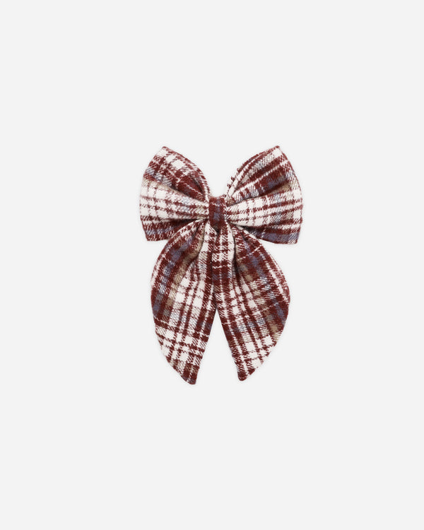 rylee cru Oversized Bow Burgundy Plaid
