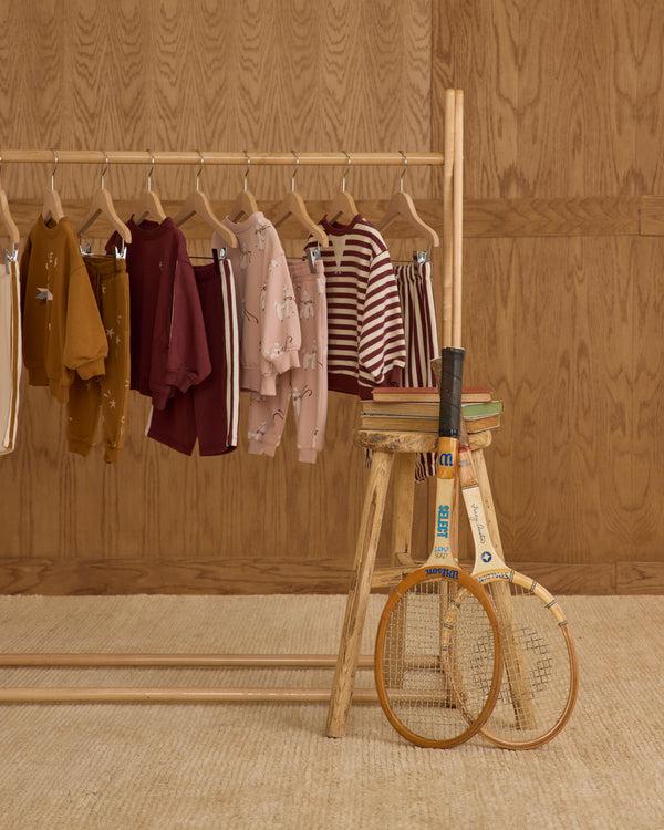 Rylee Cru Oversized Crew Burgundy Stripe